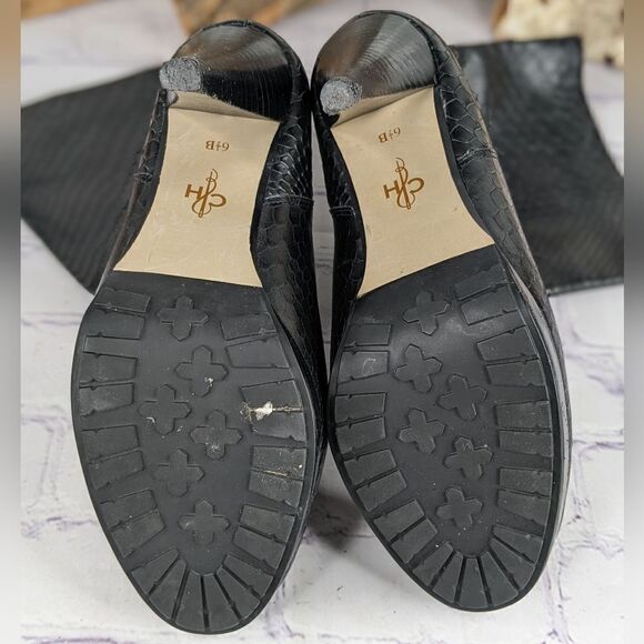 Cole Haan Nike Air Snakeskin Embossed Black Leather Boots with Stiletto Heels - Picture 6 of 10